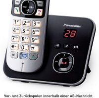 Panasonic KX-TG6823GB DECT Schnurlostelefon mit Anrufbeantworter (3 Mobilteile, strahlungsarm, Eco-Modus, GAP Telefon, Festnetz) schwarz