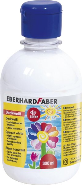 Eberhard Faber 575400 - Deckweiß EFA Color, 300 ml Flasche, mit hochdeckendem Weißton