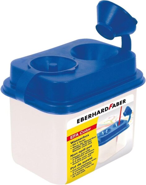 Eberhard Faber 579900 - Wasserbox mit 2 Kammern, EFA Color, Pinselbecher blau