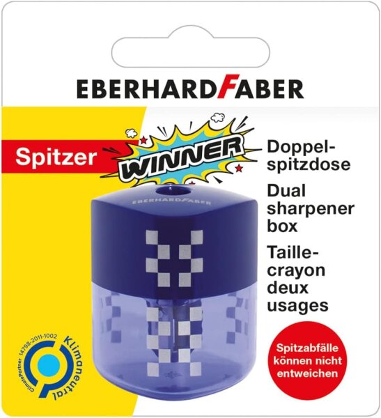 Eberhard Faber 585196 - Doppelspitzdose Winner auf Blisterkarte, blau, 1 Stück