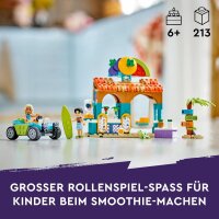 LEGO Friends Smoothie-Stand am Strand, Spielset für Rollenspiele, Geschenkidee für Mädchen und Jungen ab 6 Jahren mit Spielfiguren, Schildkröte und Zubehör, Spielzeug für soziale Entwicklung 42625