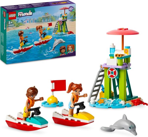 LEGO Friends Rettungsschwimmer Aussichtsturm mit Jetskis, Kinderspielzeug, Geschenkidee für Mädchen und Jungen ab 5 Jahren mit 2 Spielfiguren und Delfin, Jetski-Spielzeug 42623