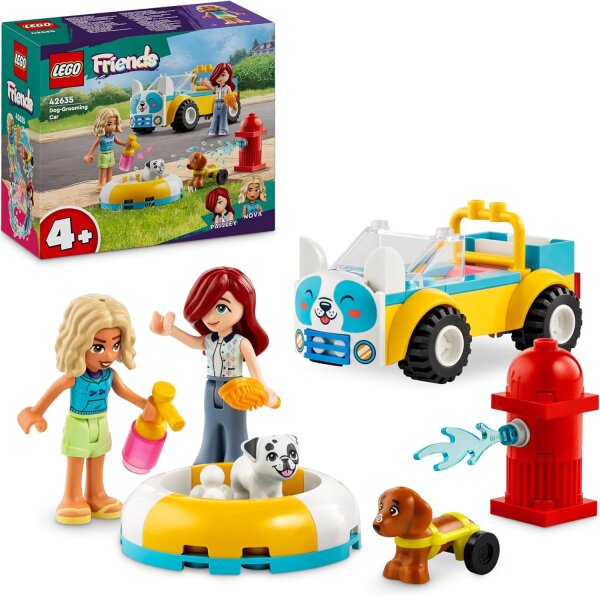 LEGO Friends Mobiler Hundesalon, Fahrzeug-Spielset mit Tieren für Rollenspiele, Kinderspielzeug mit 2 Spielfiguren und 2 Hunden für Mädchen und Jungen ab 4 Jahren, Hundepflegeset 42635