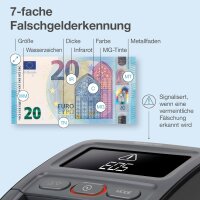 Safescan 155-S Complete autom. Geldscheinprüfer zur schnellen Überprüfung von Geldscheinen - Falschgeldprüfgerät mit 7-facher Echtheitsprüfung - 100% genaues Prüfgerät inkl. Akku & Banknotenstapler