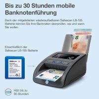 Safescan 155-S Complete autom. Geldscheinprüfer zur schnellen Überprüfung von Geldscheinen - Falschgeldprüfgerät mit 7-facher Echtheitsprüfung - 100% genaues Prüfgerät inkl. Akku & Banknotenstapler