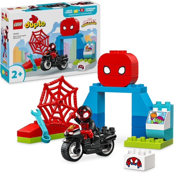 LEGO DUPLO Marvel Spins Motorrad-Abenteuer, Fantasy-Spielset zur TV-Serie Spidey und seine Super-Freunde, Lernspielzeug zum Bauen und Umbauen für Kleinkinder ab 2 Jahren 10424