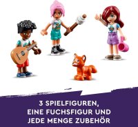 LEGO Friends Gemütliche Hütten im Abenteuercamp, Spielset für Rollenspiele in freier Natur, Kinderspielzeug für Mädchen und Jungen ab 7 Jahren mit 3 Spielfiguren und Fuchs, Camping-Spielzeug 42624