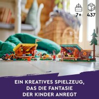 LEGO Friends Gemütliche Hütten im Abenteuercamp, Spielset für Rollenspiele in freier Natur, Kinderspielzeug für Mädchen und Jungen ab 7 Jahren mit 3 Spielfiguren und Fuchs, Camping-Spielzeug 42624