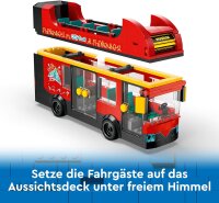 LEGO City Doppeldeckerbus, Doppeldecker Spielzeug-Bus, Fahrzeug-Spielset für Mädchen und Jungen ab 7 Jahren, enthält 5 Figuren, darunter auch ein Baby im Kinderwagen 60407