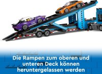 LEGO City Autotransporter mit Sportwagen, Set mit 4 Spielzeugautos für Jungen und Mädchen ab 7 Jahren, Weihnachts- oder Geburtstagsgeschenk, 4 Minifiguren für Rollenspiele 60408