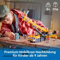 LEGO City Mobiler Baukran, Bauspielzeug für Jungen und Mädchen, Geschenk für kreative Kinder, ausfahrbarer langer Ausleger, 4 Bauarbeiter-Minifiguren für Rollenspiele 60409