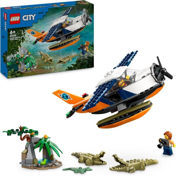 LEGO City Dschungelforscher-Wasserflugzeug, Spielzeug für Kinder, Dschungel-Spielzeug mit Minifiguren, Entdecker-Spielzeug für Mädchen und Jungen ab 6 Jahren 60425