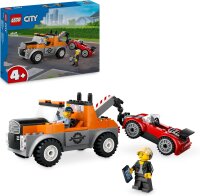 LEGO City Abschleppwagen mit Sportauto, Spielzeug-Auto für Jungen und Mädchen ab 4 Jahren, Geburtstagsgeschenk für Kinder, LKW-Spielzeug mit 2 Minifiguren und Zubehör wie einem Cochlea-Implantat 60435