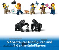 LEGO City Dschungelforscher-Hubschrauber, Abenteuer-Spielset für Kinder ab 8 Jahren, Weihnachts- oder Geburtstagsgeschenk für Kinder, 5 Minifiguren und 3 Gorillas 60437