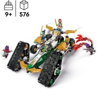 LEGO NINJAGO Kombi-Raupe des Ninja-Teams, 4-in-1-Set mit Gleiter, Rennauto und 2 Motorrädern und 6 Minifiguren, Geschenk für Jungen und Mädchen, Ninja-Spielzeug 71820