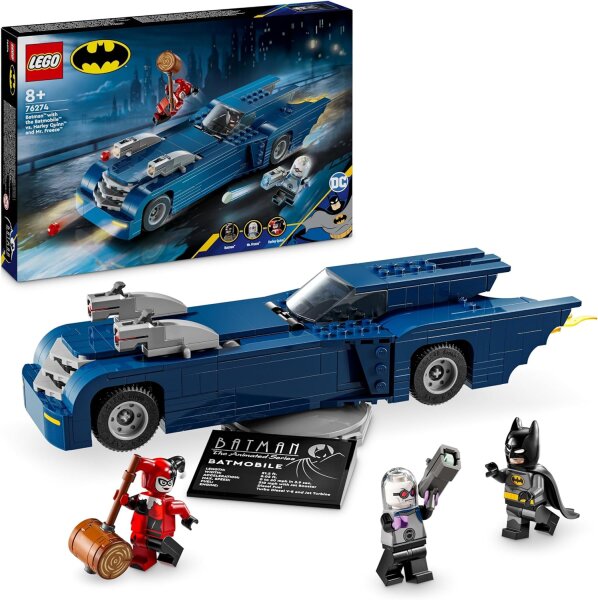 LEGO DC Batman: Batman im Batmobil vs. Harley Quinn und Mr. Freeze, Spielzeug-Auto aus der Zeichentrickserie für Kinder, Geschenk für Jungen und Mädchen ab 8 Jahren 76274