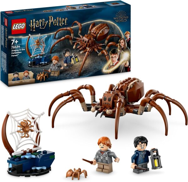 LEGO Harry Potter Aragog im Verbotenen Wald, Fantasy-Spielset mit Spinnen-Figur, Fabelwesen, 2 Minifiguren, magisches Geschenk für Jungen, Mädchen und Fans ab 7 Jahren 76434