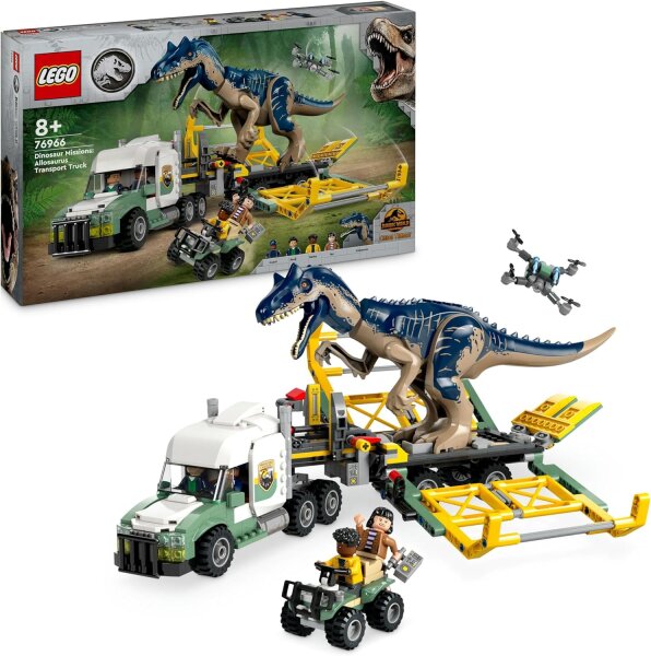 LEGO Jurassic World Dinosaurier-Missionen: Allosaurus-Transporter, Dino-Spielset, Geschenkidee für Kinder mit den Minifiguren Kenji, Darius und Yaz, für Jungen und Mädchen ab 8 Jahren 76966