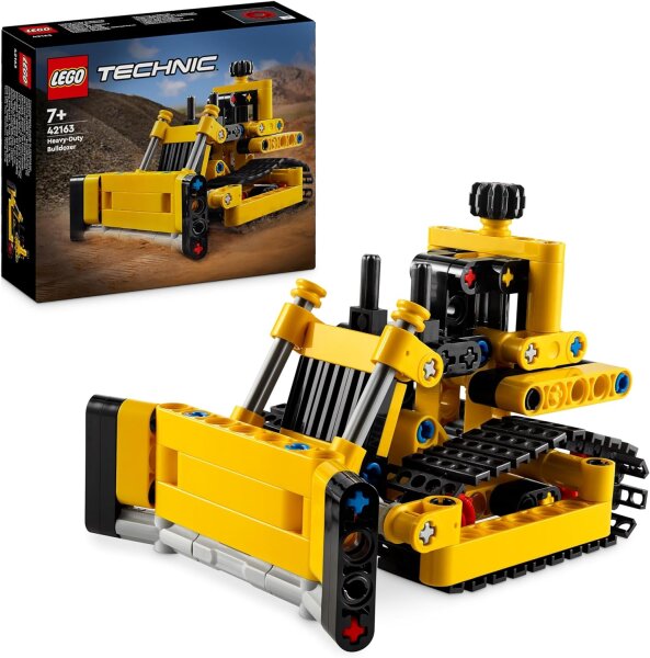 LEGO Technic Schwerlast Bulldozer, Spielzeug-Planierraupe zum Bauen, Ergänze Deine Baustelle, Konstruktionsspielzeug für Kinder, Technik-Geschenk für Jungs und Mädchen ab 7 Jahren 42163