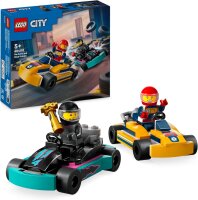 LEGO City Go-Karts mit Rennfahrern, Set mit 2 Rennfahrer-Minifiguren und Rennautos, Auto-Spielzeug ab 5 Jahren für Jungs und Mädchen, lustiges Geschenk für Kinder 60400