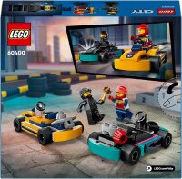 LEGO City Go-Karts mit Rennfahrern, Set mit 2 Rennfahrer-Minifiguren und Rennautos, Auto-Spielzeug ab 5 Jahren für Jungs und Mädchen, lustiges Geschenk für Kinder 60400