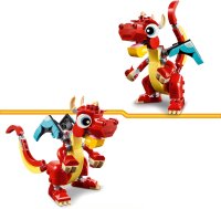 LEGO Creator 3in1 Roter Drache, Spielzeug mit 3 Tierfiguren inkl. Roter Drache, Fisch und Phönix, Tiere-Set für Kinder, Geschenk für Jungs und Mädchen ab 6 Jahren 31145