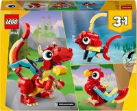 LEGO Creator 3in1 Roter Drache, Spielzeug mit 3 Tierfiguren inkl. Roter Drache, Fisch und Phönix, Tiere-Set für Kinder, Geschenk für Jungs und Mädchen ab 6 Jahren 31145