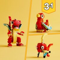 LEGO Creator 3in1 Roter Drache, Spielzeug mit 3 Tierfiguren inkl. Roter Drache, Fisch und Phönix, Tiere-Set für Kinder, Geschenk für Jungs und Mädchen ab 6 Jahren 31145