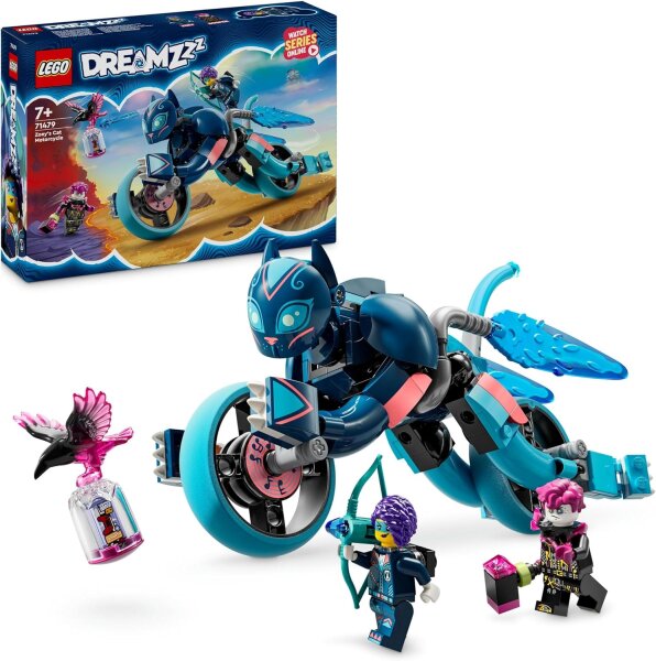 LEGO DREAMZzz Zoeys Katzenmotorrad, Geschenk für Kinder ab 7 Jahren, Tierfigur zum Umbauen, Spielzeugmotorrad, Fantasy-Spielset für Jungen und Mädchen 71479