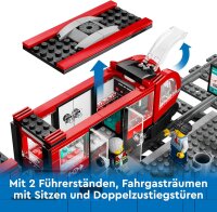 LEGO City Straßenbahn mit Haltestelle, Geschenkidee für Fans von Fahrzeug-Spielzeug ab 7 Jahren, mit 6 Minifiguren und einem Blindenhund für Rollenspiele, Bauspielzeug 60423