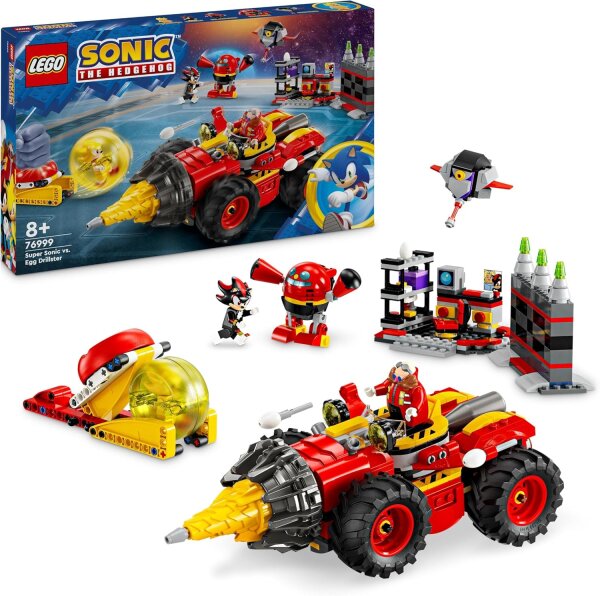 LEGO Sonic The Hedgehog Super Sonic vs. Egg Drillster, Abenteuer-Spielset zum Videospiel, Geschenk für Kinder, Set mit Shadow und Dr. Eggman für Jungen und Mädchen ab 8 Jahren 76999