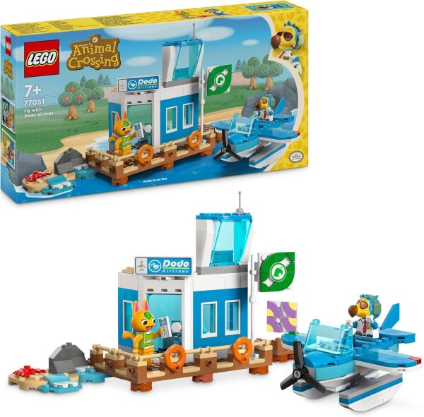 LEGO Animal Crossing Flieg mit Dodo Airlines, Videospiel-Spielset, Flughafen-Spielzeug, Wasserflugzeug und Pilot-Minifigur, Geschenk für Mädchen und Jungen ab 7 Jahren 77051