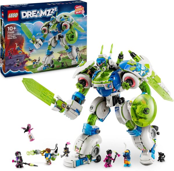 LEGO DREAMZzz Mateo und Z-Blob der Ritter-Mech, Spielset zum Umbauen für Jungen und Mädchen ab 10 Jahren, Geschenk für Kinder, Fantasy-Set, Roboter in 3 Varianten, Abenteuer-Spielzeug 71485