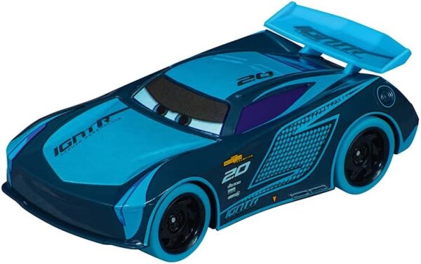 Carrera - 20064221 - Carrera GO!!! Jackson Storm Slotcar I Maßstab 1:43 I Offiziell Disney Pixar I Authentische Nachbildung I Glow in the Dark Funktion mit leuchtenden Scheinwerfern I Ideal für Kinder