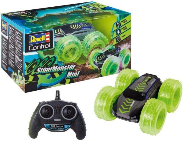 Revell Control RC Stunt Monster Mini 1080, Empfohlen für Kinder ab 6 Jahren, Bietet spektakuläre Flips und Drehungen, Allradantrieb für optimale Leistung, LED-Räder für Coole Lichteffekte