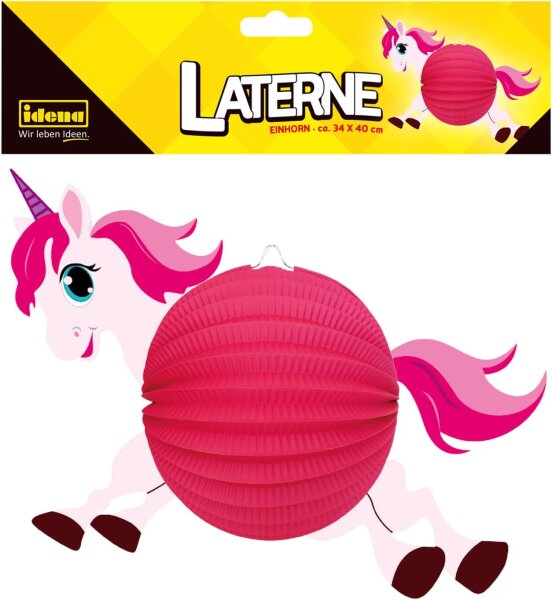 Idena 30227 - Laterne Einhorn, Größe 40 x 34 cm, Fabelwesen, St. Martin, Lichterfest, Laternenumzug, Advent, Weihnachten, Dekoration