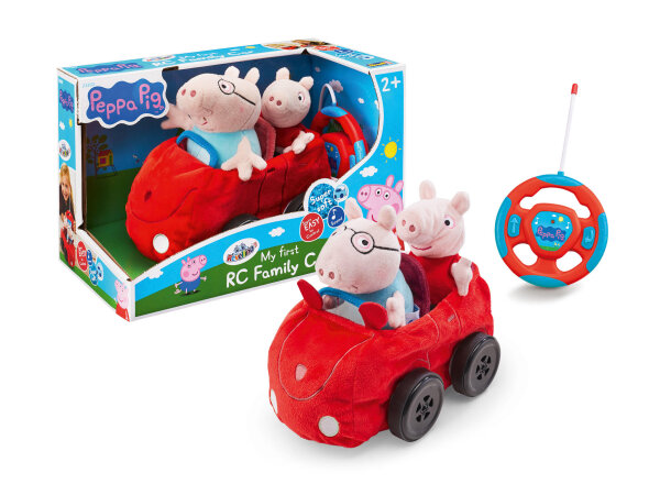 Mein erstes RC Auto Peppa Pig ferngesteuert Revellino Plüsch Fahrzeug für Kinder ab 2 Jahren