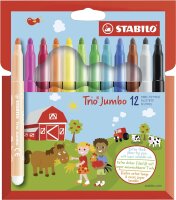 STABILO - Trio Jumbo - Dicker Filzstift - 12er Pack - mit 12 verschiedenen Farben