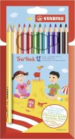 Dreikant-Buntstift - STABILO Trio dick - 12er Pack - mit 12 verschiedenen Farben