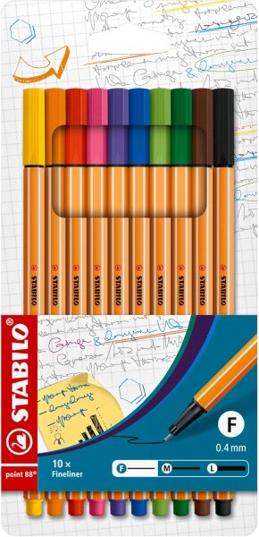 Fineliner - STABILO point 88 - 10er Pack - Standardfarben