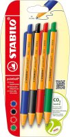 Druck-Kugelschreiber - STABILO pointball - 4er Pack - blau, schwarz, rot, grün