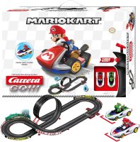 Carrera Go!!! Mario Kart™ - P-Wing Set Rennbahn mit Mario und Yoshi | 2 Slotcars inkl. 2 Handregler mit Turbo-Knopf | Actionreiche 4,9 m Strecke inkl. Looping, Rundenzähler und Mario Kart™