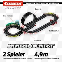 Carrera Go!!! Mario Kart™ - P-Wing Set Rennbahn mit Mario und Yoshi | 2 Slotcars inkl. 2 Handregler mit Turbo-Knopf | Actionreiche 4,9 m Strecke inkl. Looping, Rundenzähler und Mario Kart™