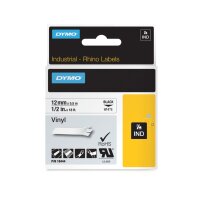 Dymo Rhino-Schriftband Vinyl 12mm x 5,5m schwarz auf...