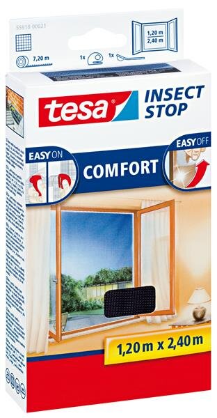 tesa Fliegengitter Comfort Klettband für bodentiefe Fenster 1,2 m
